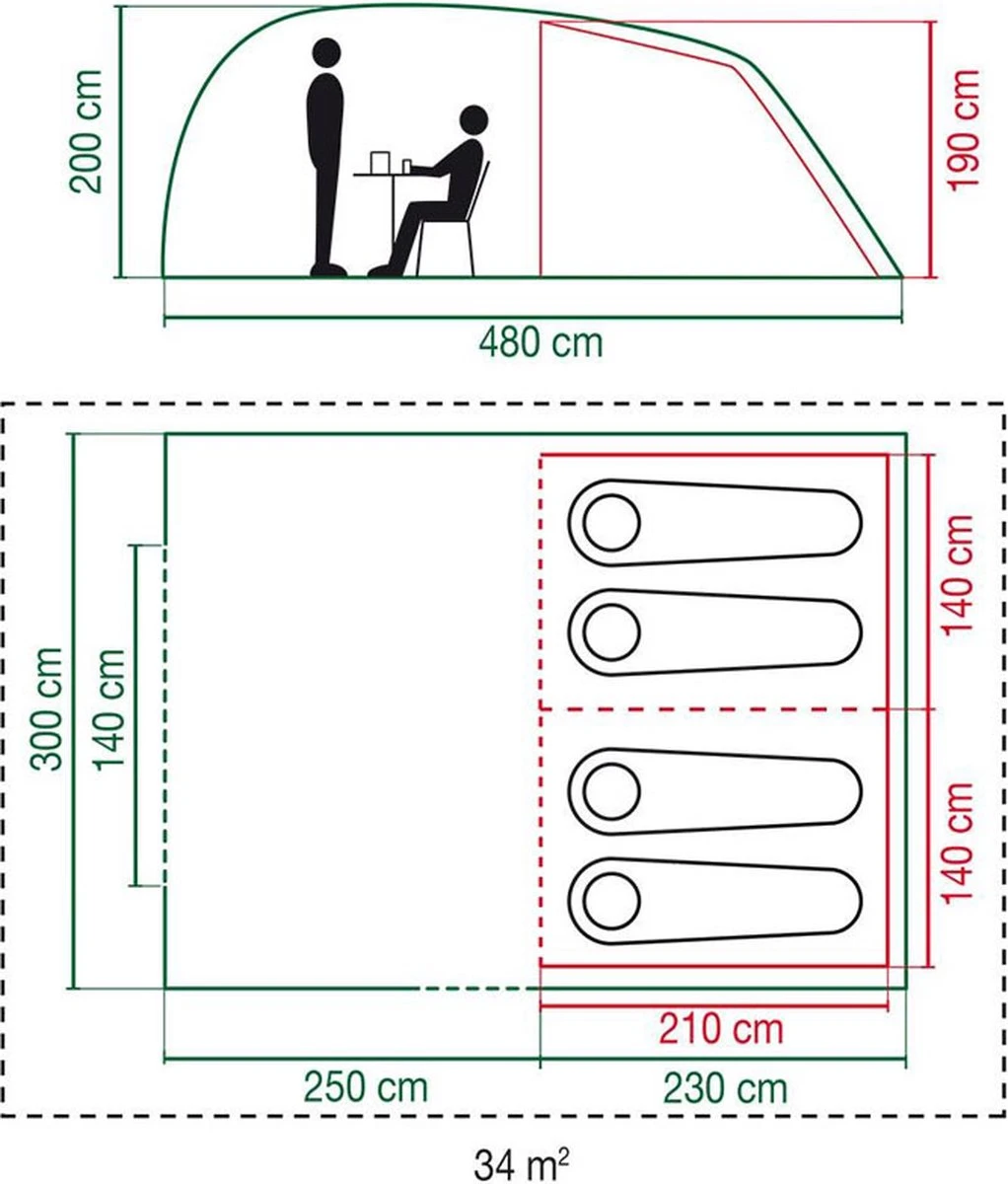 Coleman Vespucci 4 Tunneltent - Familietent - 4-Persoons - Groen 6 Coleman Vespucci 4 Tunneltent - Familietent - 4-Persoons - Groen - Image 6