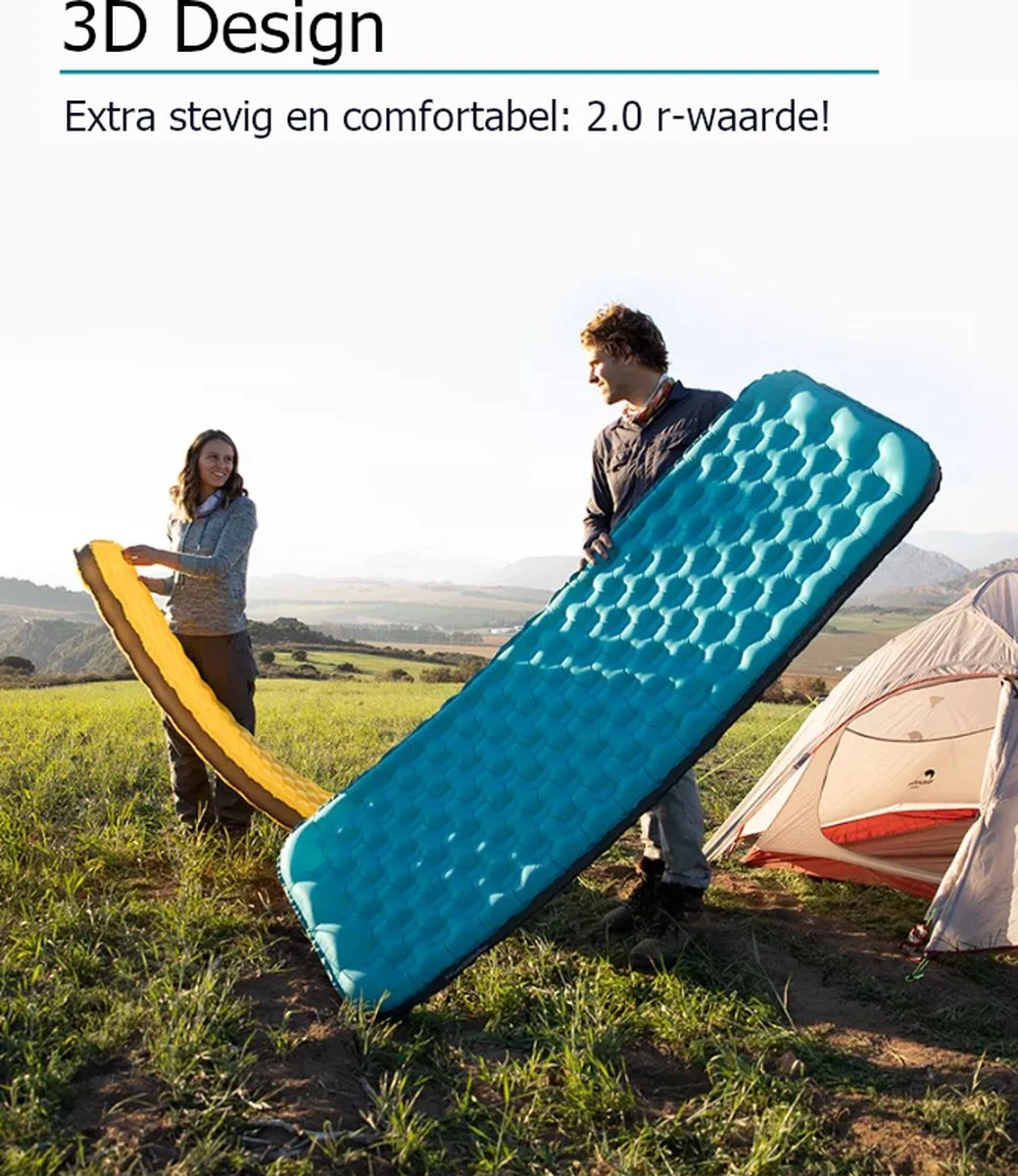 Naturehike® 3D Luchtmatras Premium - Comfortabel R-waarde 2.0 - Extra Dikke Slaapmat - Luchtbed Kamperen - Opblaasbaar Matras - Lichtgewicht - Outdoor - Camping 7 Naturehike® 3D Luchtmatras Premium - Comfortabel R-waarde 2.0 - Extra Dikke Slaapmat - Luchtbed Kamperen - Opblaasbaar Matras - Lichtgewicht - Outdoor - Camping - Afbeelding 7
