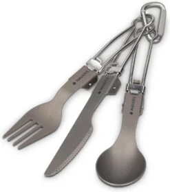 Navaris Campingbestek Van Titanium - Set Met Vork, Mes En Lepel - Inklapbaar - Bestekset Voor Onderweg - Inclusief Karabijnhaak En Bewaarzakje -Campingwinkels 1057x1200 2