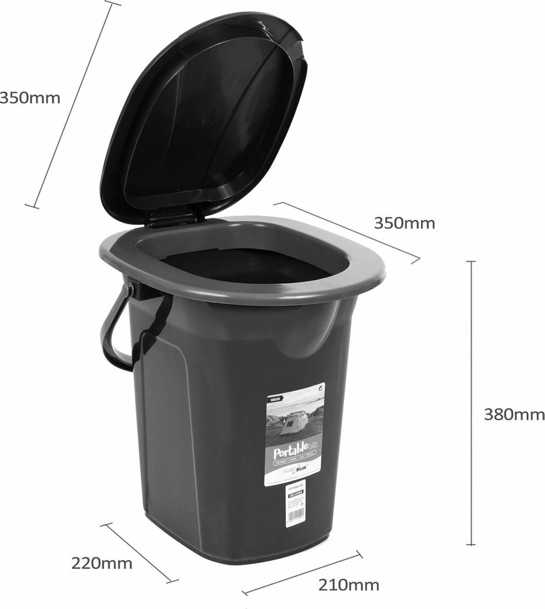 Campingtoilet 19L Mobiele Toiletemmer Reistoilet Toiletemmer Toilet Mobiele Camping Antraciet 2 Campingtoilet 19L Mobiele Toiletemmer Reistoilet Toiletemmer Toilet Mobiele Camping Antraciet - Afbeelding 2