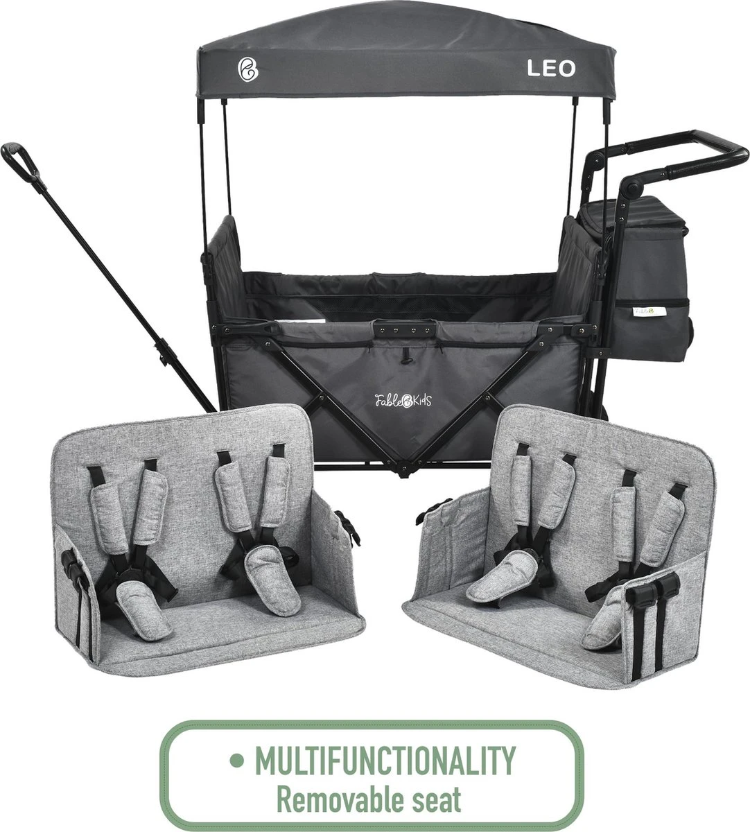 FableKids LEO X4Plus Opvouwbare Wagen Met Dak Fossil Grey 3 FableKids LEO X4Plus Opvouwbare Wagen Met Dak Fossil Grey - Image 3