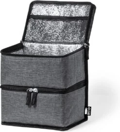 Merkloos Koeltas Met Dubbel Compartiment - Lunchtas - Koeltasje Lunch - Koelelementen - Koud - Warm - Isolatie - Volwassenen - Dames - Heren - 14 X 22 Cm - Polyester - RPET - Aluminium - Grijs -Campingwinkels 1084x1200 3