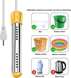 Dompelaar 2000W Incl. Thermometer & Staalspons - Reisdompelaar - Emmerdompelaar - Waterkoker - Camping - Kamperen - Outdoor -Campingwinkels 1095x1200 2