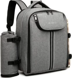 Kono Koeltas - Koelrugzak - Picknick - Picknicktas Met Flessenhouder - Koelrugtas Met Picknickkleed - Grijs (E6915 GY) -Campingwinkels 1108x1200 3