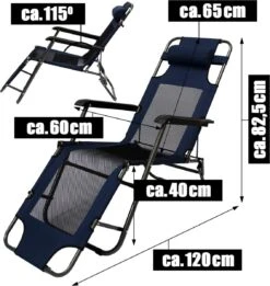 Ligstoel 155x60cm - Opvouwbaar Campingstoel Ligbed Strandstoel Tuinstoel Vouwligstoel Blauw -Campingwinkels 1134x1200 1