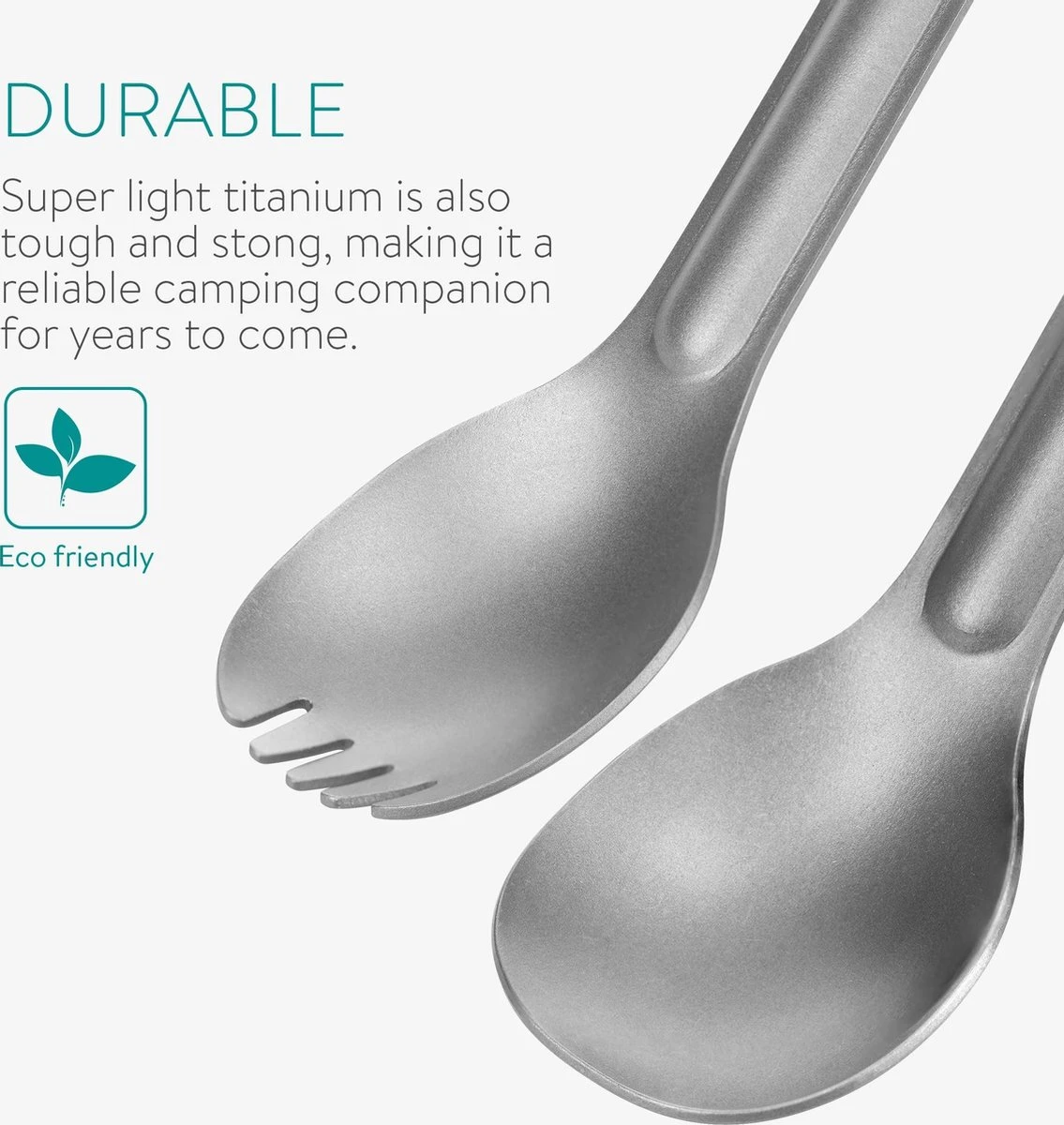 Navaris Spork En Lepel Met Extra Lange Handgreep - Campingbestek Van Titanium - Bestek Voor Onderweg - Lichtgewicht - Inclusief Bewaarzakje 3 Navaris Spork En Lepel Met Extra Lange Handgreep - Campingbestek Van Titanium - Bestek Voor Onderweg - Lichtgewicht - Inclusief Bewaarzakje - Afbeelding 3