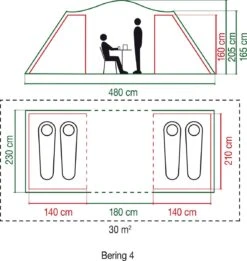 Coleman Bering 4 Vis-a-Vis Tent - Familietent - 4-Persoons - Groen -Campingwinkels 1136x1200 1