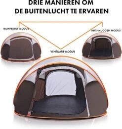 Fly Lab Luxe Pop Up Tent - Kampeer Tent - Grijs/Oranje - 4 Persoons -Campingwinkels 1136x1200 2