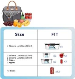 HN® Lunchtas Grijs Pijlen, Geïsoleerde Koeltas, Lekvrij, Extra Grote Opening Voor De Lunch Box, 25×16,5×26cm Design Heren En Dames -Campingwinkels 1138x1200 6