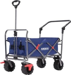 AREBOS Handkar | Transportwagen | Apparatuurwagen | Opvouwbaar | Duwstang| Blauw -Campingwinkels 1142x1200 3