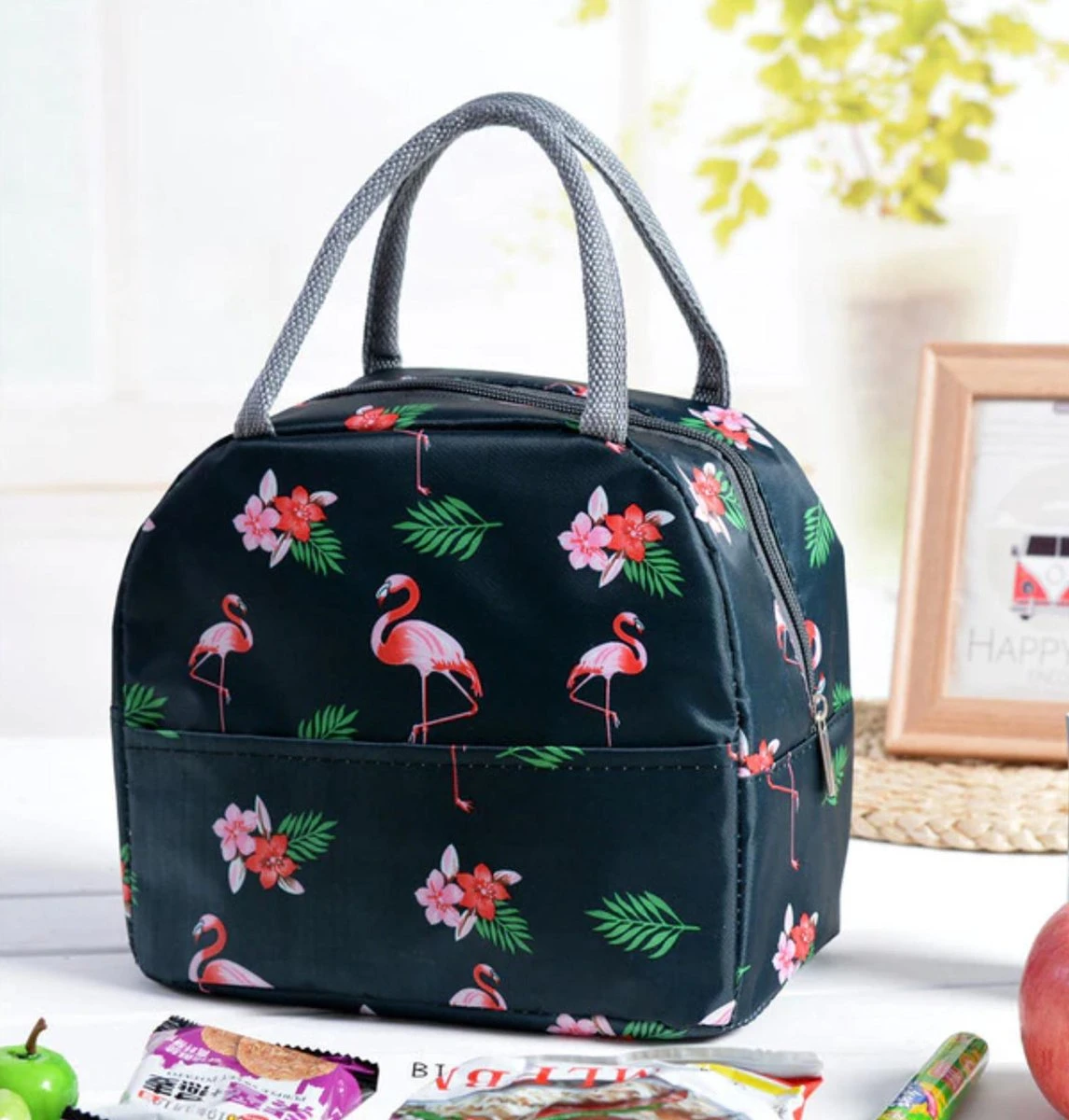 Koeltas - Lunchtas - Volwassenen En Kinderen - Compact & Handig: Zomer - Picknick -School - Lunch - Werk - Zwart Flamingo 6 Koeltas - Lunchtas - Volwassenen En Kinderen - Compact & Handig: Zomer - Picknick -School - Lunch - Werk - Zwart Flamingo - Image 6