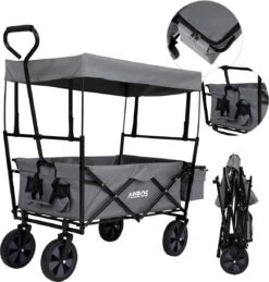 AREBOS Handwagen Vouwbare Dak Handwagen Vouwbare Trolley Uitrustingswagen Grijs -Campingwinkels 1146x1200 6