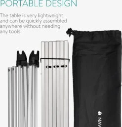 Navaris Campingtafel - Inklapbaar Campingtafeltje Van Aluminium - Opvouwbare Tafel Inclusief Draagtas - Picknicktafel - Zilver 15 Navaris Campingtafel - Inklapbaar Campingtafeltje Van Aluminium - Opvouwbare Tafel Inclusief Draagtas - Picknicktafel - Zilver -Campingwinkels 1154x1200