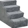PawHut Huisdierentrap Hondentrap Met 4 Treden Kattentrap Met Afneembare Pluchen Hoes D06-091