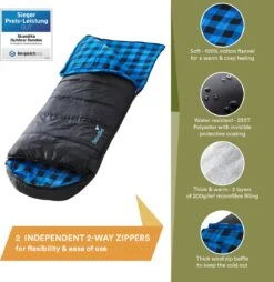Skandika Dundee Flannel-L Slaapzak – Mummmieslaapzakken – Slaapzakken Volwassen - Maat M – Unisex - Katoen, Luxe Kwaliteit, Dubbele Slaapzak, 3 Seizoenen, Tot -20°C - 220 X 80 Cm - Outdoor Kampeerslaapzak – Ritssluiting Links - Zwart/blauw 10 Skandika Dundee Flannel-L Slaapzak – Mummmieslaapzakken – Slaapzakken Volwassen - Maat M – Unisex - Katoen, Luxe Kwaliteit, Dubbele Slaapzak, 3 Seizoenen, Tot -20°C - 220 X 80 Cm - Outdoor Kampeerslaapzak – Ritssluiting Links - Zwart/blauw -Campingwinkels 1168x1200