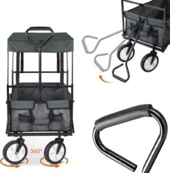 Monzana Bolderkar Opvouwbaar - 100 Liter - Met Afneembaar Dak Grijs -Campingwinkels 1180x1200 8