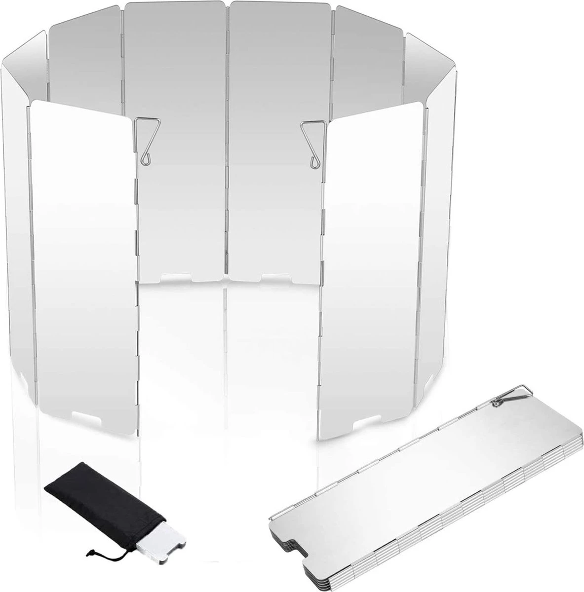 IBright Kookwindscherm - 12 Delig - 24cm Hoog - Kamperen -Opvouwbaar - Universeel 1 IBright Kookwindscherm - 12 Delig - 24cm Hoog - Kamperen -Opvouwbaar - Universeel