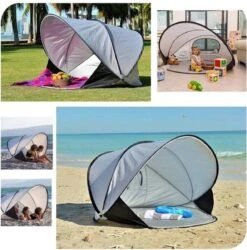 Deryan Luxe Pop Up Strandtent XXL - Anti-UV 50+ - Zilver -Campingwinkels 1185x1200 2