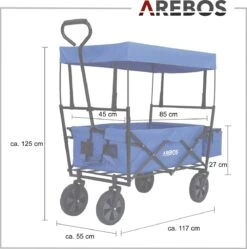 AREBOS Handwagen Vouwbare Dak Handwagen Vouwbare Trolley Uitrustingswagen Blauw -Campingwinkels 1188x1200 19