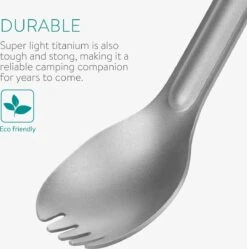 Navaris 2x Spork Met Extra Lange Handgreep - Set Van 2 - Campingbestek Van Titanium - Bestek Voor Onderweg - Lichtgewicht - Inclusief Bewaarzakje -Campingwinkels 1188x1200 3