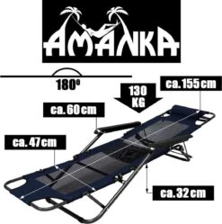 Ligstoel 155x60cm - Opvouwbaar Campingstoel Ligbed Strandstoel Tuinstoel Vouwligstoel Blauw -Campingwinkels 1190x1200 1