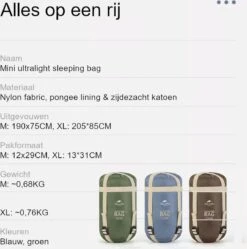 Naturehike® Slaapzak - Lichtgewicht - 190*75cm - Compact - Waterdicht - 3 Seizoenen Slaapzak Lente, Zomer & Herfst - Outdoor - Slaapzakken Volwassen & Kinderen -Campingwinkels 1190x1200 5