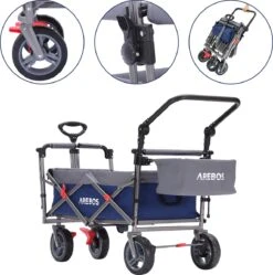 AREBOS Premium Steekwagen Met Dak Opvouwbare Tuinkar Handkar Bolderkar Blauw / Grijs -Campingwinkels 1191x1200 10