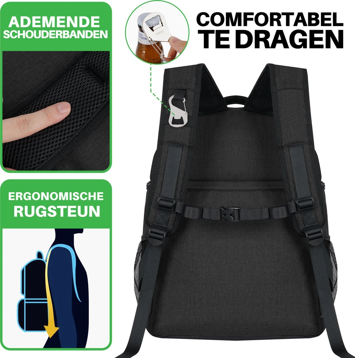 Brisby 4 Laags Geïsoleerde Koeltas Rugzak - 25 Liter - Met Handige Vakken Voor Bestek En Essentials - Waterafstotend Materiaal - Zwart 3 Brisby 4 Laags Geïsoleerde Koeltas Rugzak - 25 Liter - Met Handige Vakken Voor Bestek En Essentials - Waterafstotend Materiaal - Zwart - Image 3