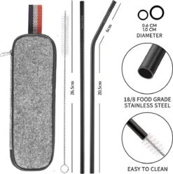 House Of Husk Reisbestek - Reis Bestekset - Chopsticks - Metalen Rietjes Met Borstel - Lepel - Vaatwasserbestendig - RVS - 7 Delig - Zwart -Campingwinkels 1193x1200 7