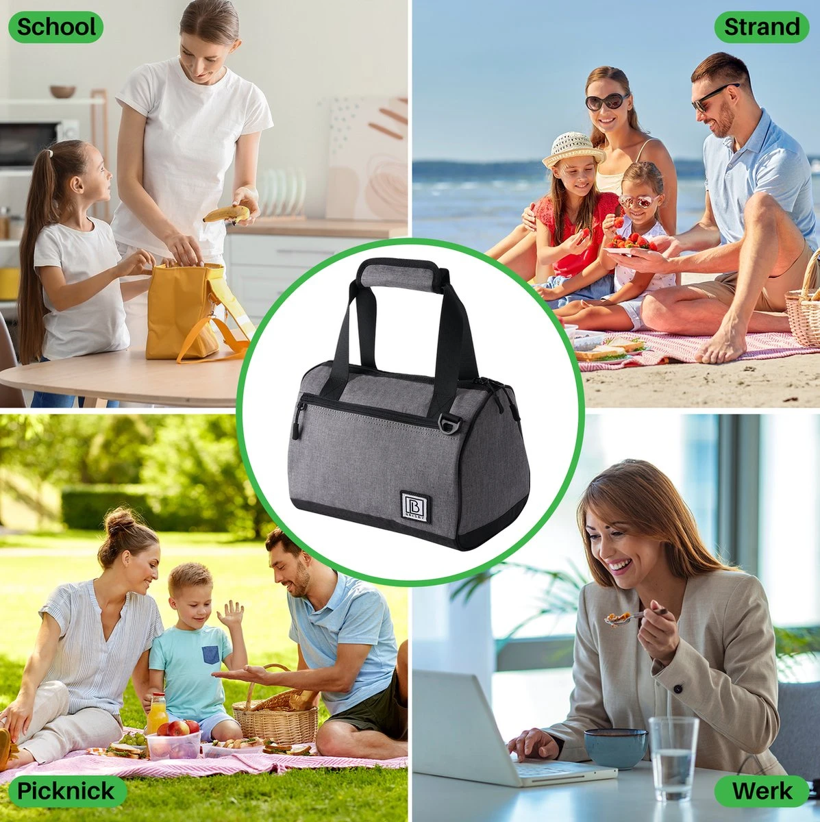 Brisby 4 Laags Geïsoleerde Koeltas - Lunchtas 10 Liter - Donkergrijs 4 Brisby 4 Laags Geïsoleerde Koeltas - Lunchtas 10 Liter - Donkergrijs - Image 4