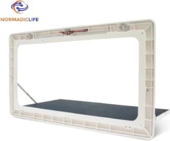 Merkloos NormadicLife® - Outdoor – Opklapbare Tafel - Eettafel – Tafel Voor Buitenkeuken - Caravan – Camper – Picknicktafel - Ingebouwd Ledlicht – Wit -Campingwinkels 1200x1002