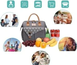 HN® Lunchtas Grijs Pijlen, Geïsoleerde Koeltas, Lekvrij, Extra Grote Opening Voor De Lunch Box, 25×16,5×26cm Design Heren En Dames -Campingwinkels 1200x1022 8