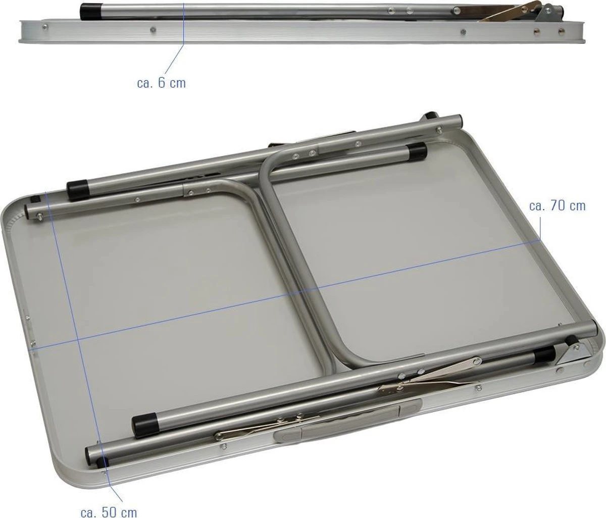 Alu Campingtafel 70x55cm - Inklapbbar Kampeertafel - Picknicktafel Licht Vouwtafel Klaptafel Grijs 7 Alu Campingtafel 70x55cm - Inklapbbar Kampeertafel - Picknicktafel Licht Vouwtafel Klaptafel Grijs - Image 7