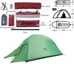 Cloud Up 1 Upgraded - Naturehike® - 1 Persoons Tent - Lichtgewicht Tent - Incl. Grondzeil - 210T 3000mm - Outdoor - Waterdicht - Hiking & Wandelen -Campingwinkels 1200x1038 1