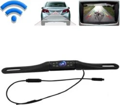 Merkloos Kentekenplaat Frame WiFi Draadloze Auto Achteruitrijcamera Groothoek Starlight Nachtzichtcamera