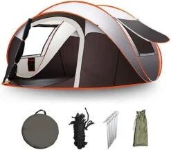 Fly Lab Luxe Pop Up Tent - Kampeer Tent - Grijs/Oranje - 4 Persoons -Campingwinkels 1200x1059 1