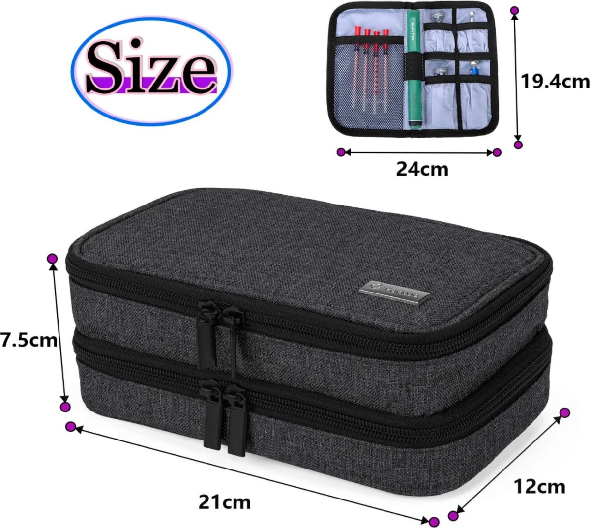 Merkloos Insuline Koeltas Etui Diabetes Tasje Met Ijspak Diabetes Clutch Zwart 2 Merkloos Insuline Koeltas Etui Diabetes Tasje Met Ijspak Diabetes Clutch Zwart - Image 2