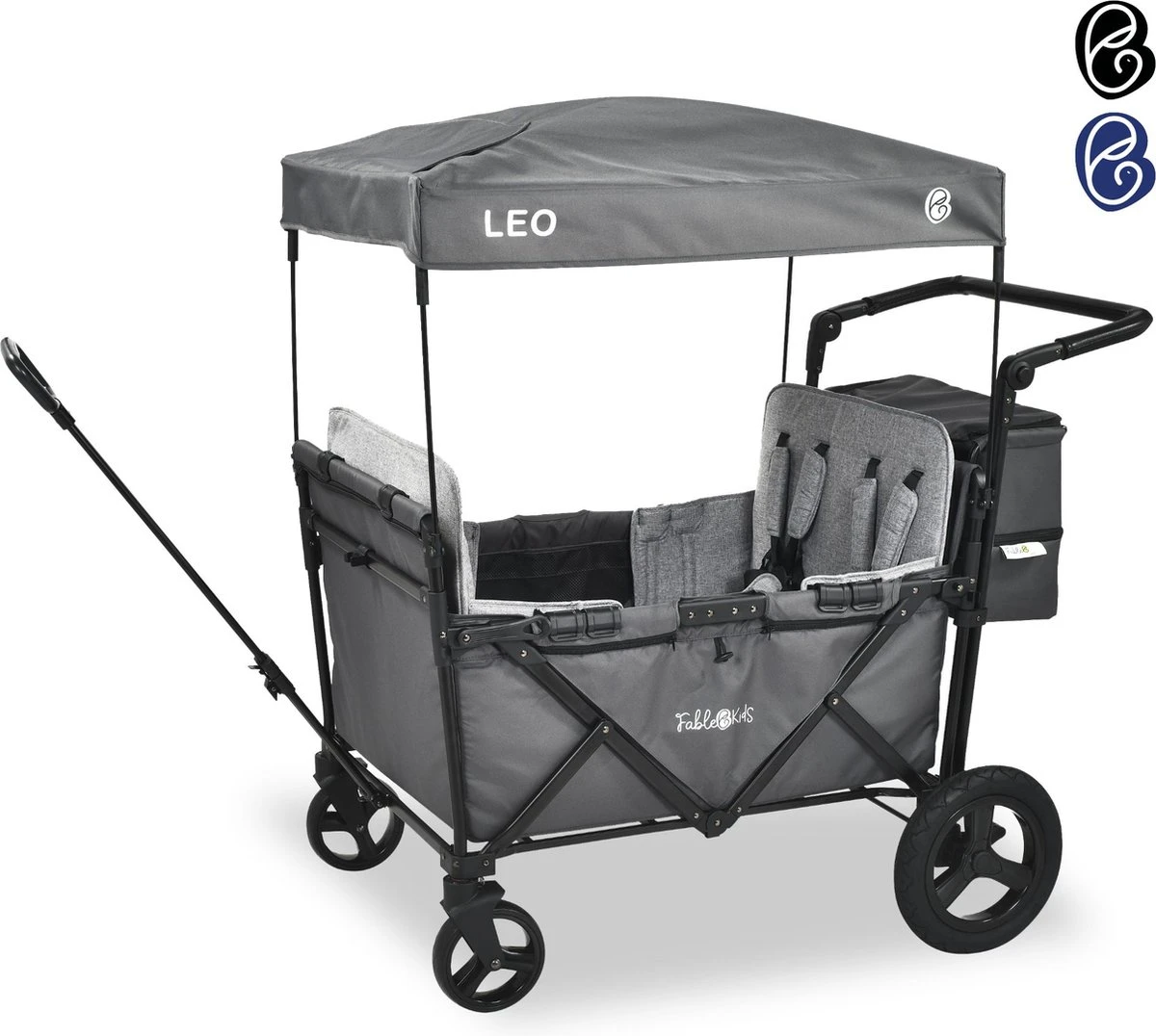 FableKids LEO X4Plus Opvouwbare Wagen Met Dak Fossil Grey 1 FableKids LEO X4Plus Opvouwbare Wagen Met Dak Fossil Grey
