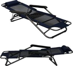 Ligstoel 155x60cm - Opvouwbaar Campingstoel Ligbed Strandstoel Tuinstoel Vouwligstoel Blauw -Campingwinkels 1200x1080
