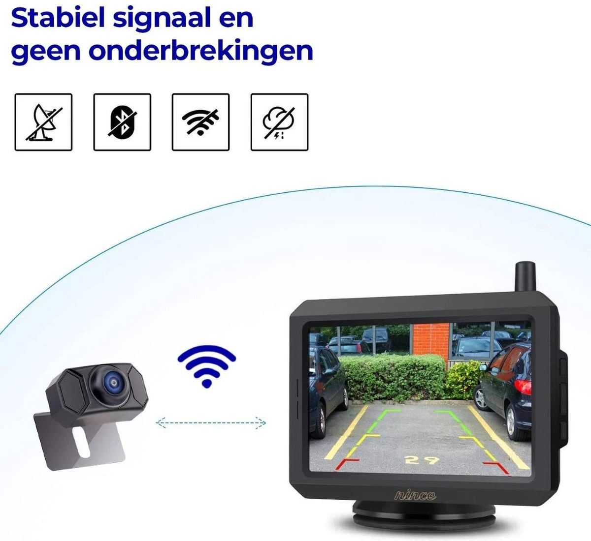 Nince ARC1 Draadloze Achteruitrijcamera Draadloos 2022 Model - 5 Inch Digitale Achteruit Rijcamera Met IR Nachtzicht - 2 Kanaals 3 Nince ARC1 Draadloze Achteruitrijcamera Draadloos 2022 Model - 5 Inch Digitale Achteruit Rijcamera Met IR Nachtzicht - 2 Kanaals - Afbeelding 3
