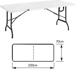 Casaria Tuintafel Opvouwbaar – Met Draaggreep 220x70 Cm – Wit -Campingwinkels 1200x1101