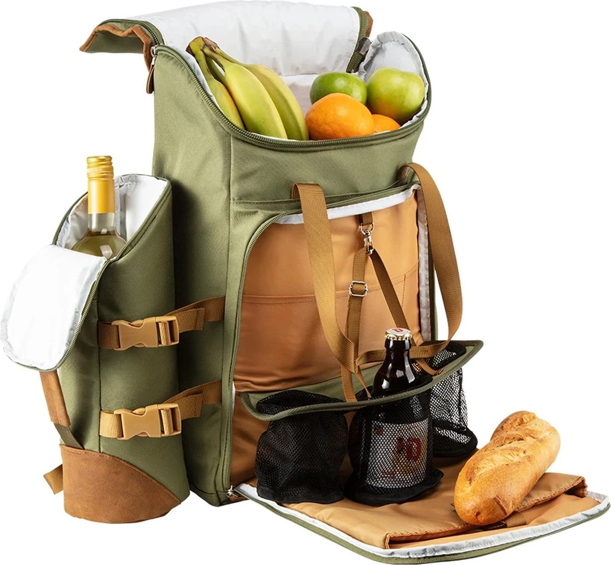 Cabinmax Koeltas - Koelrugzak - Picknick - Picknicktas Met Flessenhouder - Koelrugtas 24L - Olive Green 7 Cabinmax Koeltas - Koelrugzak - Picknick - Picknicktas Met Flessenhouder - Koelrugtas 24L - Olive Green - Image 7