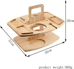 Merkloos Houten Outdoor Wijntafel Draagbare Houten Picknicktafel Mini Campingtafels Met Wijnglas Houder Voor Tuin Outdoor Camping Picknick Strand - Plataan Hout - Wijn -Campingwinkels 1200x1122