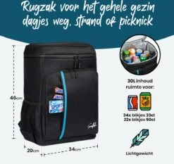 Sunflake Koelrugzak Groot - Lunchtas - Koeltas Backpack Voor Dames & Heren - Zwart -Campingwinkels 1200x1132 7