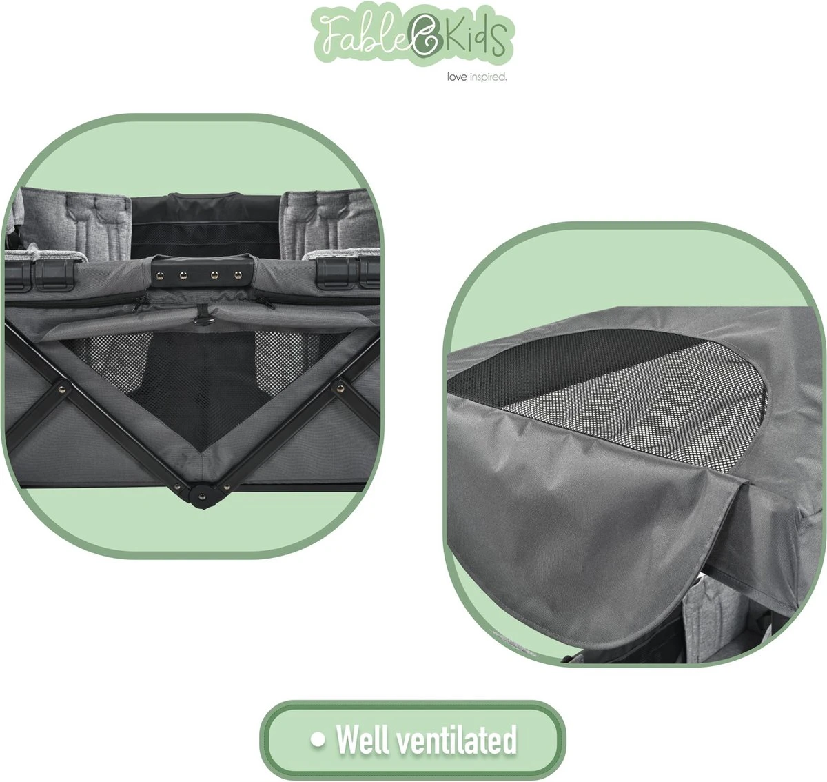 FableKids LEO X4Plus Opvouwbare Wagen Met Dak Fossil Grey 6 FableKids LEO X4Plus Opvouwbare Wagen Met Dak Fossil Grey - Image 6