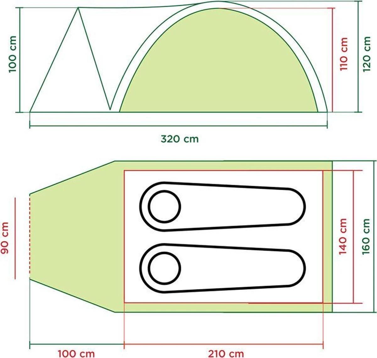 Coleman Darwin 2 Koepeltent - 2-Persoons - Groen 8 Coleman Darwin 2 Koepeltent - 2-Persoons - Groen - Afbeelding 8