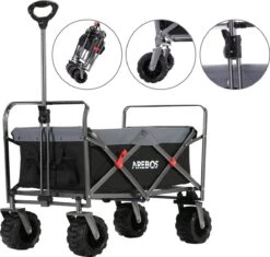 AREBOS Handkar | Transportwagen | Apparatuurwagen | Opvouwbaar | Zwart / Grijs -Campingwinkels 1200x1140 8