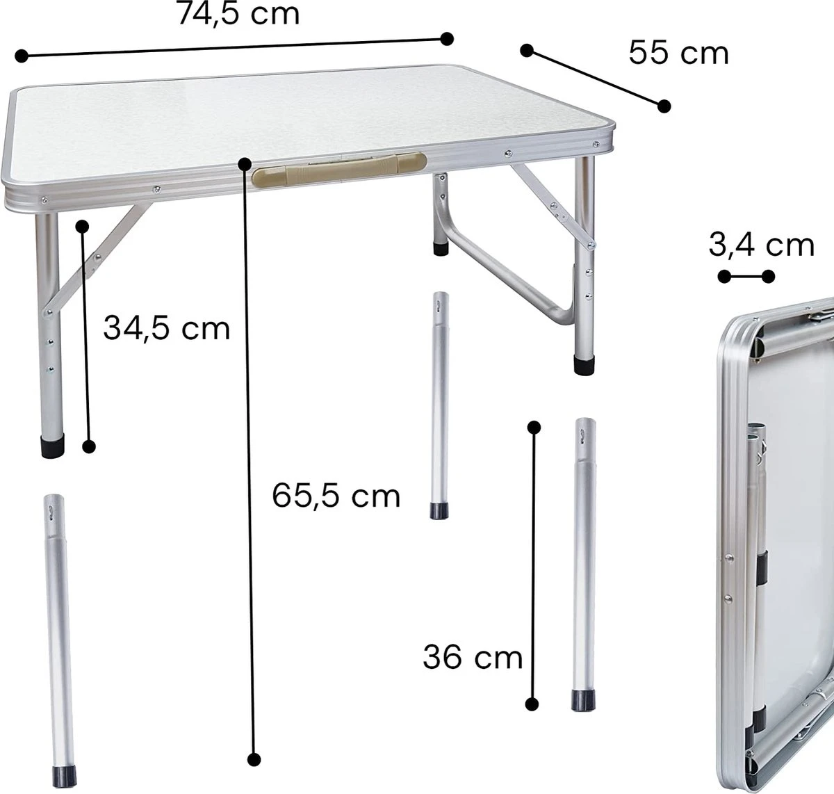 Liivo Aluminium Inklapbare Tafel - Campeertafel 75x55x60cm 2 Liivo Aluminium Inklapbare Tafel - Campeertafel 75x55x60cm - Image 2