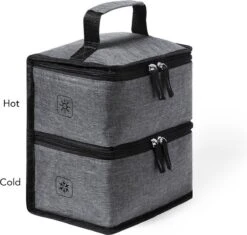 Merkloos Koeltas Met Dubbel Compartiment - Lunchtas - Koeltasje Lunch - Koelelementen - Koud - Warm - Isolatie - Volwassenen - Dames - Heren - 14 X 22 Cm - Polyester - RPET - Aluminium - Grijs -Campingwinkels 1200x1144 8