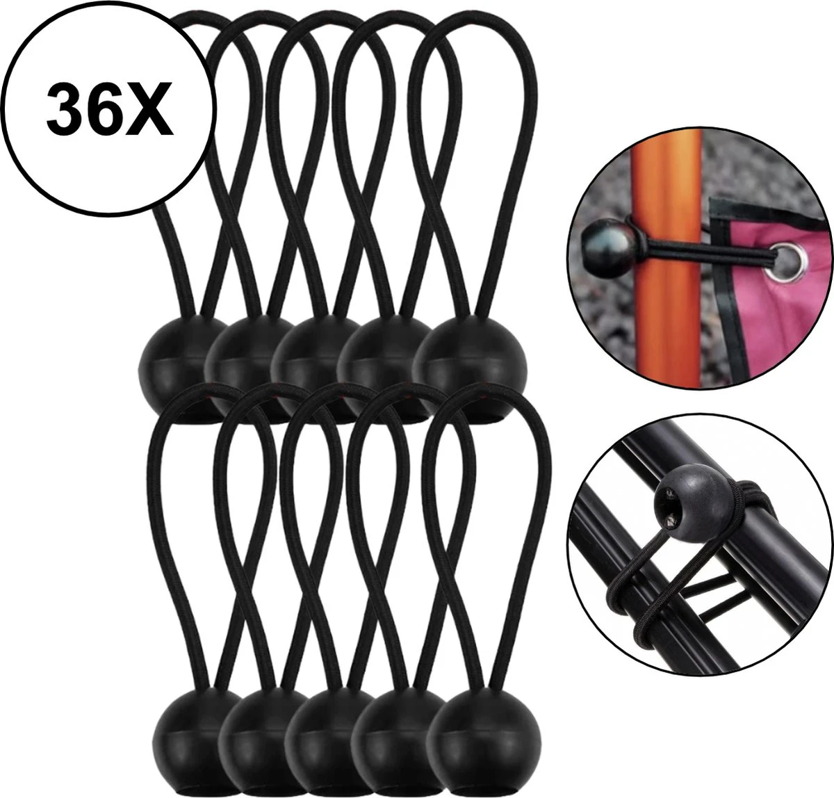 PD® - Spanelastiek - Zwart - Elastiek Koord - Spanrubbers - Elastiek Met Bal - Tentspanner - Tentelastiek - Tentspanners Met Bal - Elastiek Trampoline 2 PD® - Spanelastiek - Zwart - Elastiek Koord - Spanrubbers - Elastiek Met Bal - Tentspanner - Tentelastiek - Tentspanners Met Bal - Elastiek Trampoline - Afbeelding 2